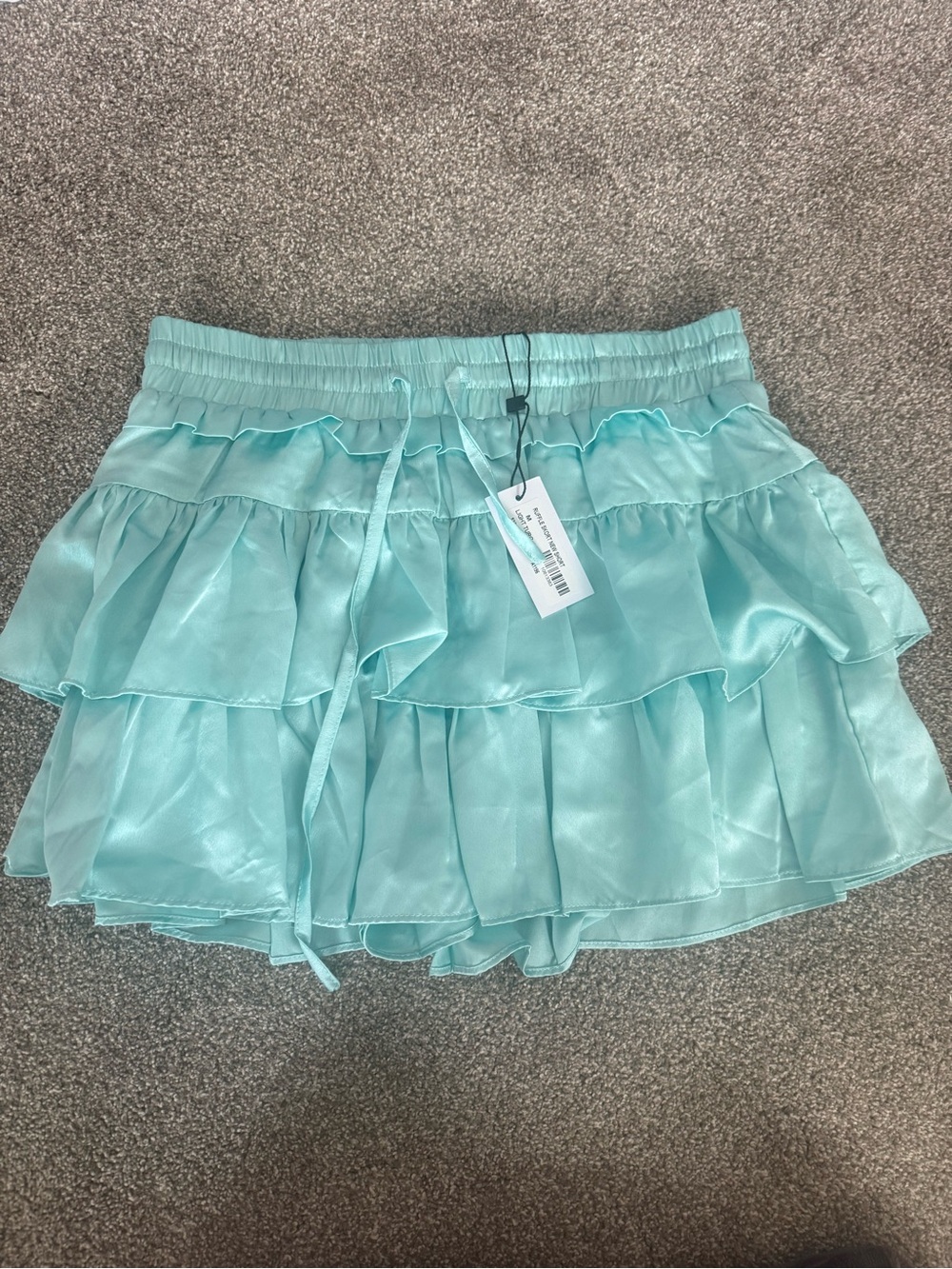 Light blue Tiered Ruffle Mini Skirt medium New